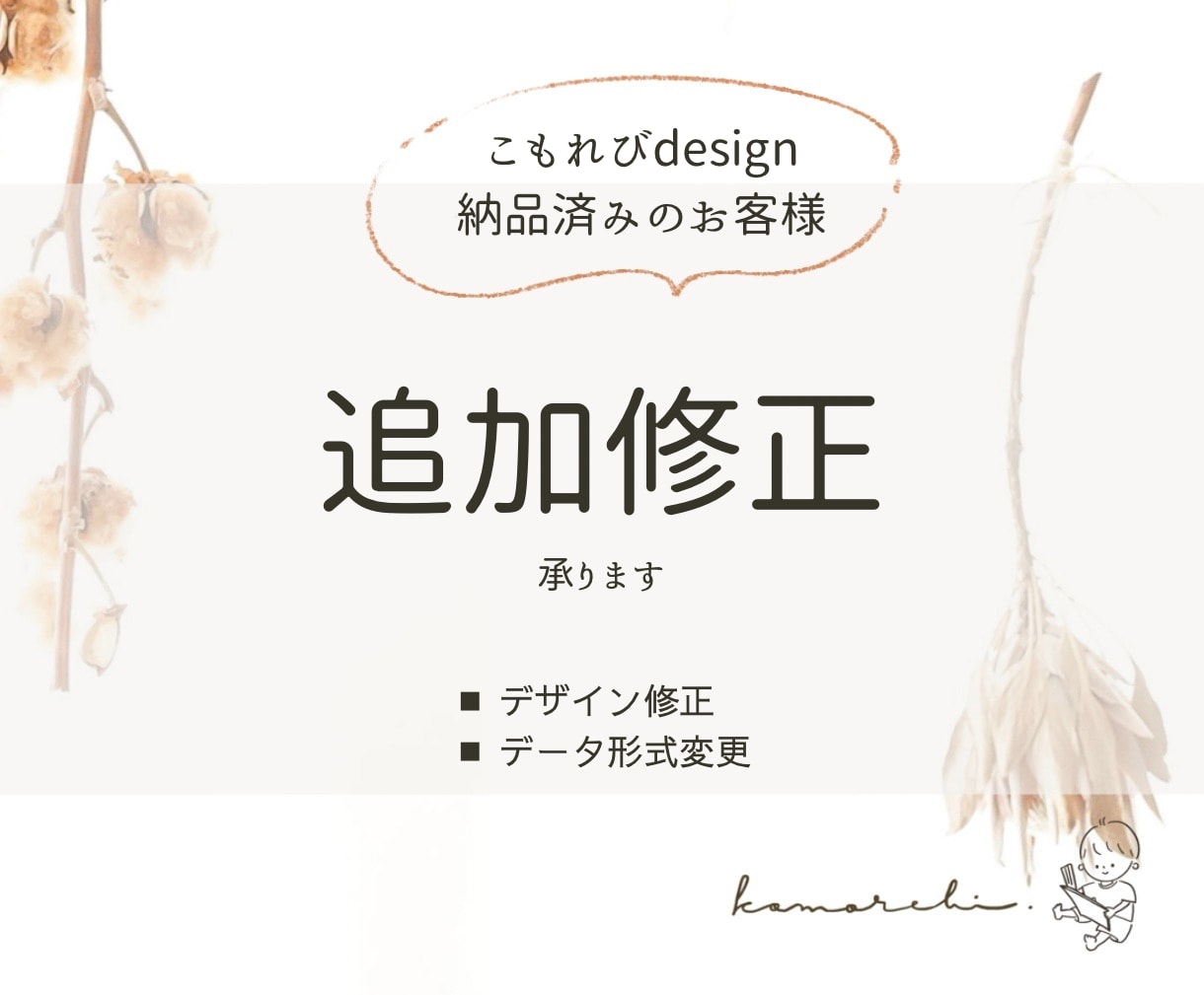 納品後のデザインを追加修正いたします 【サービス購入済の方専用ページ】 イメージ1