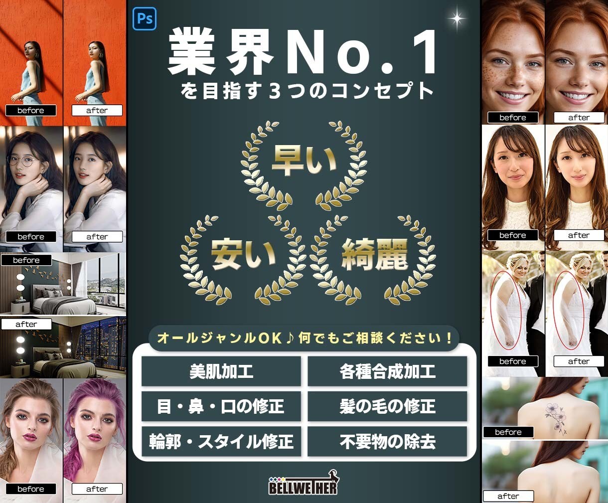 即日対応／商用利用も可！様々な画像を修正します デザイン会社が魅せる＜プロ＞のレタッチ！安心の法人対応！ イメージ1