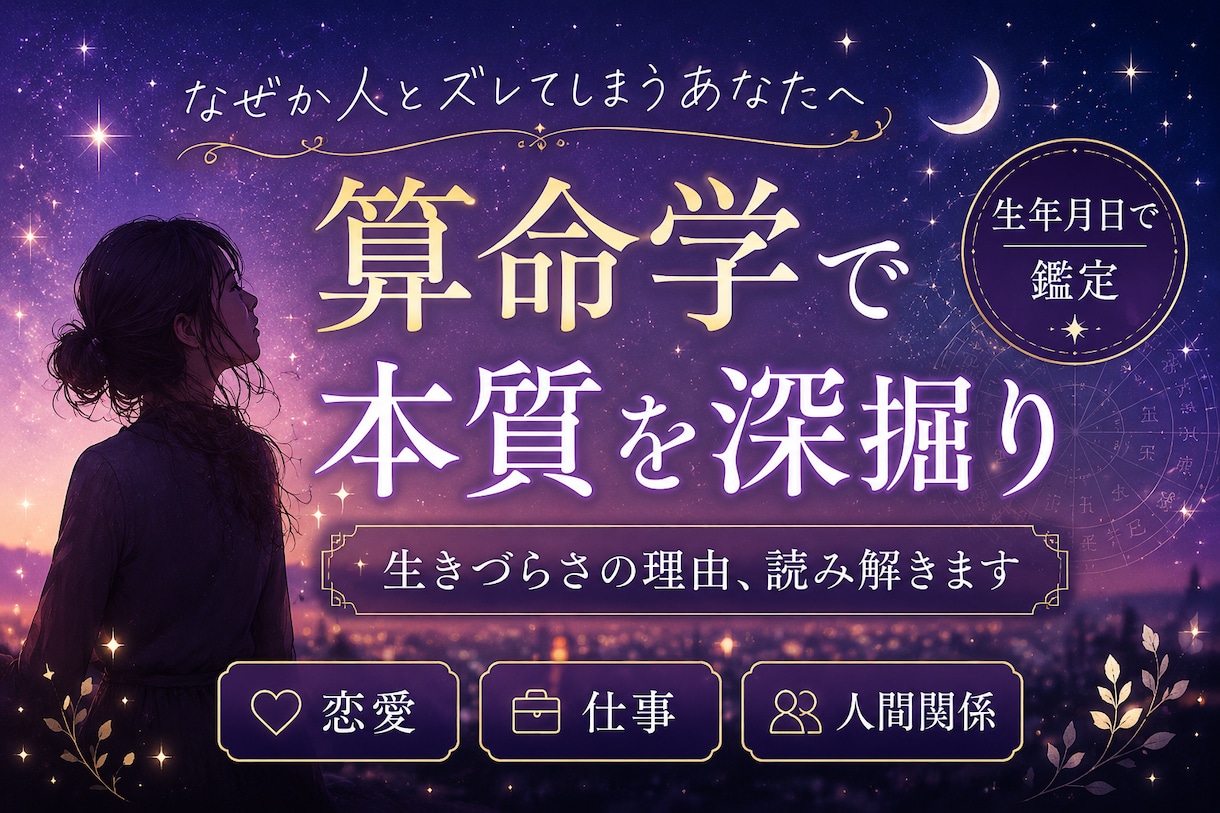 周りに理解されないあなたを算命学で深掘ります 「“なんか生きづらい”には、ちゃんと理由があります」 イメージ1