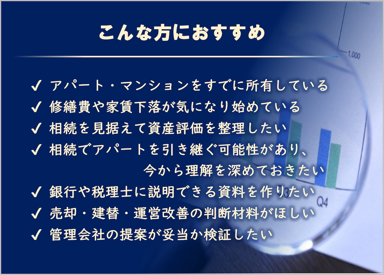 相続不動産の未来を “数字で可視化” します 未来の家賃・修繕・資産価値を精密シミュレーション！ イメージ2