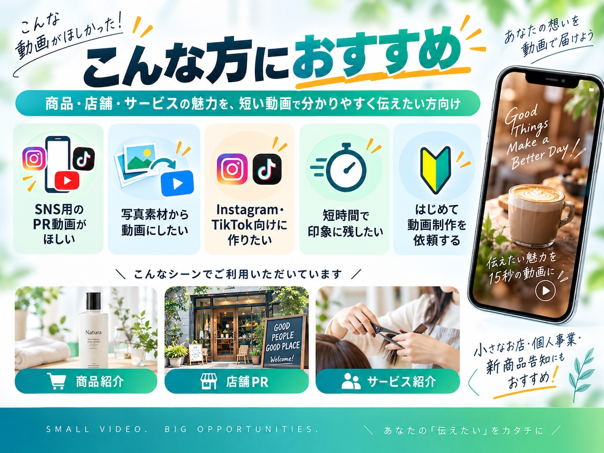 AIで15秒PR動画を制作しますます 商品・店舗向けの縦型PR動画を制作 イメージ4