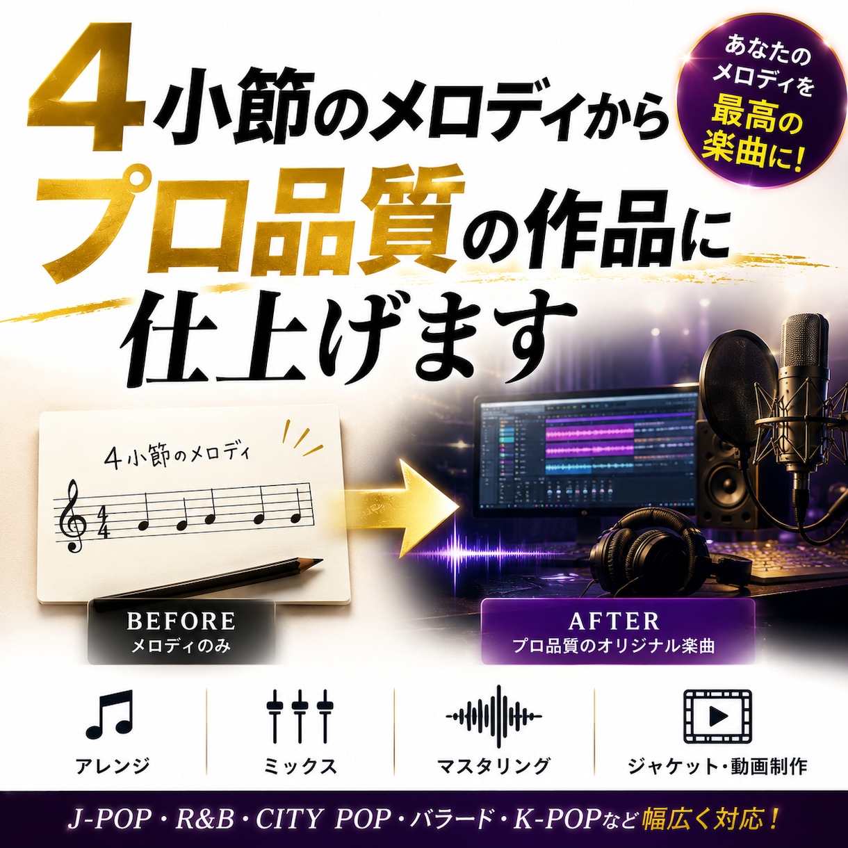 オリジナル楽曲制作します あなたのメロディからオリジナル楽曲を制作します イメージ1