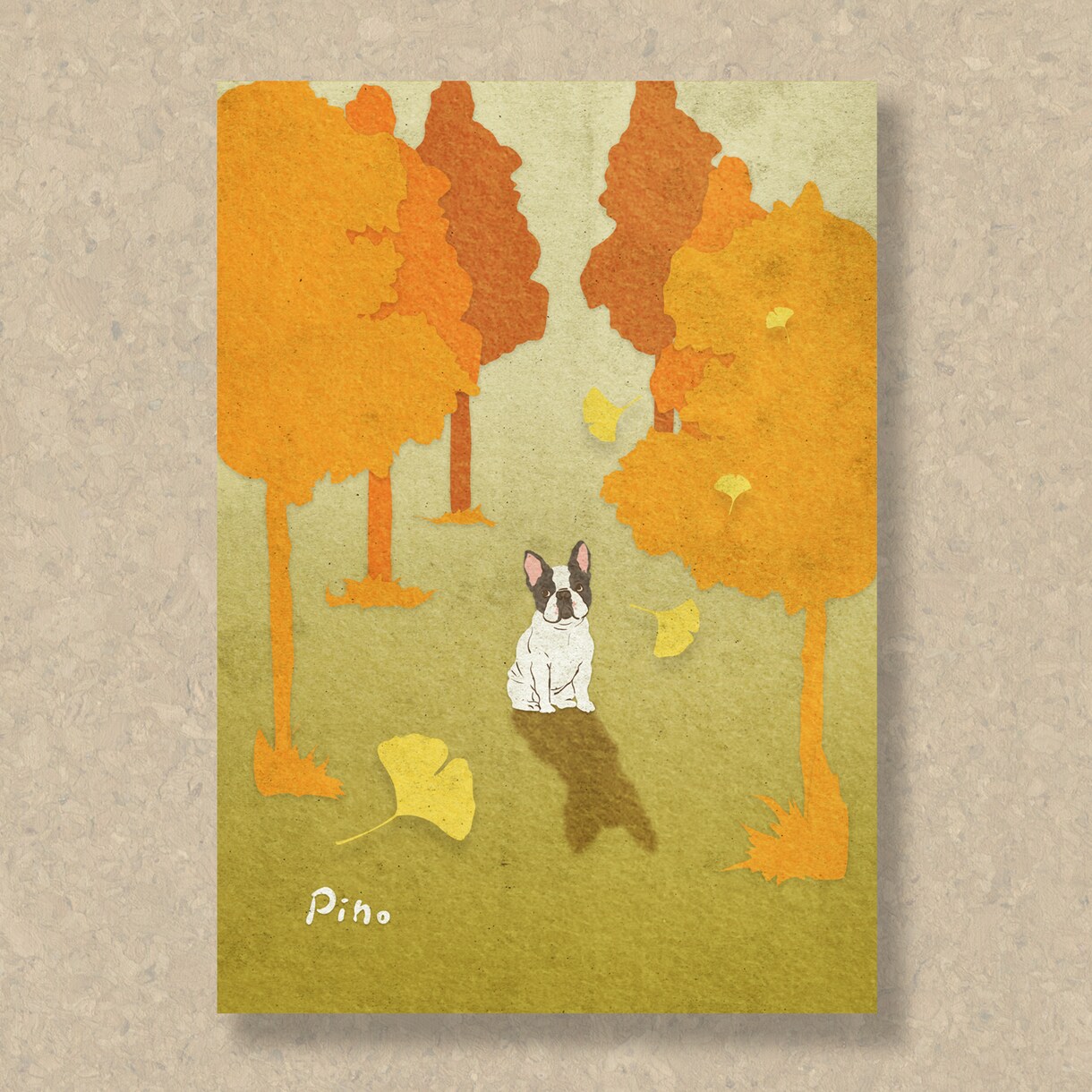愛犬のオシャレな風景画、似顔絵イラストお届けします 届け後すぐ飾れるA4サイズの印刷物。誕生日プレゼント・遺影に イメージ6