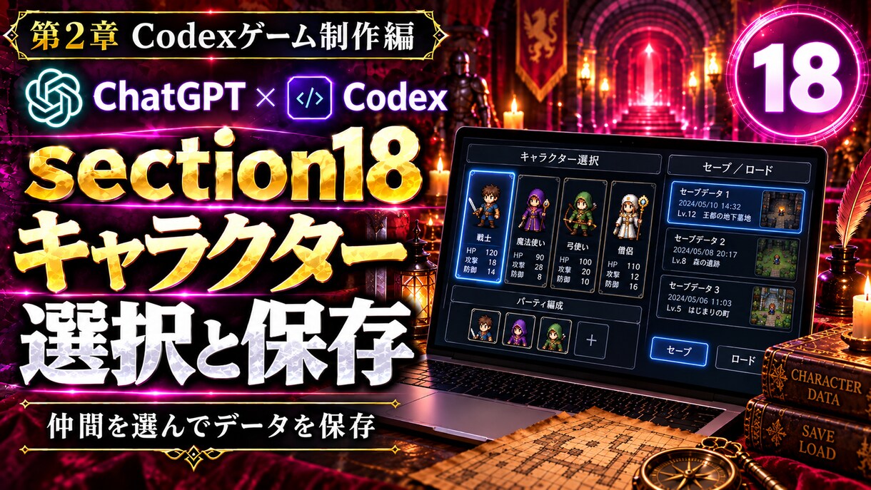 ChatGPT×Codexでゲーム制作教えます チャットするだけ！ノーコードでWiz風ダンジョンRPGを作る イメージ7