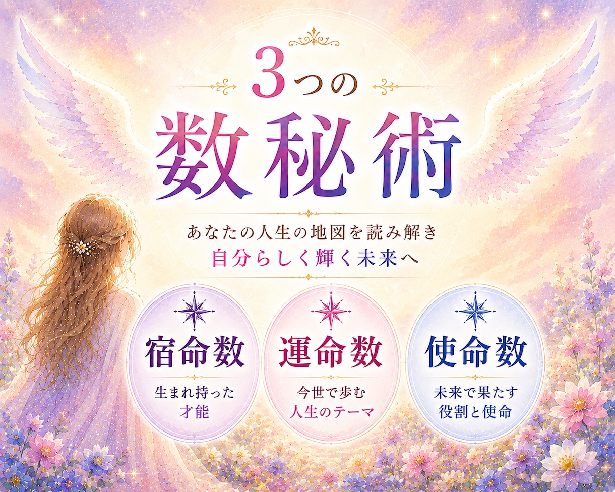 あなたのトリセツ✨宿命・運命・使命✨数秘鑑定します 限定3名︙生きづらさ解消・自分を好きに✨️3つの数秘✨開運色 イメージ1