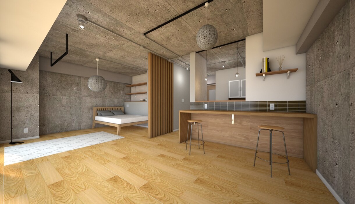 1部屋だけ「インテリア、家具」選定します 内装デザインと３Dパース作成・内装仕様書作成を行います。 イメージ10