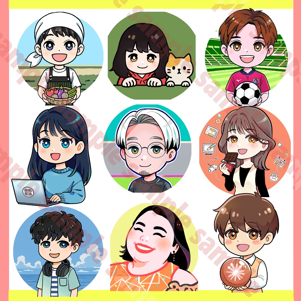 ほっこりデフォルメ似顔絵アイコン制作します SNS・YouTubeで◎かわいいデフォルメ似顔絵アイコン イメージ2