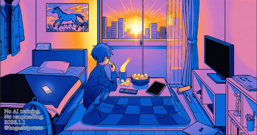 物語のある背景付きのイラストを描きます 線画で構成された背景付きのアニメ塗り風イラスト イメージ1