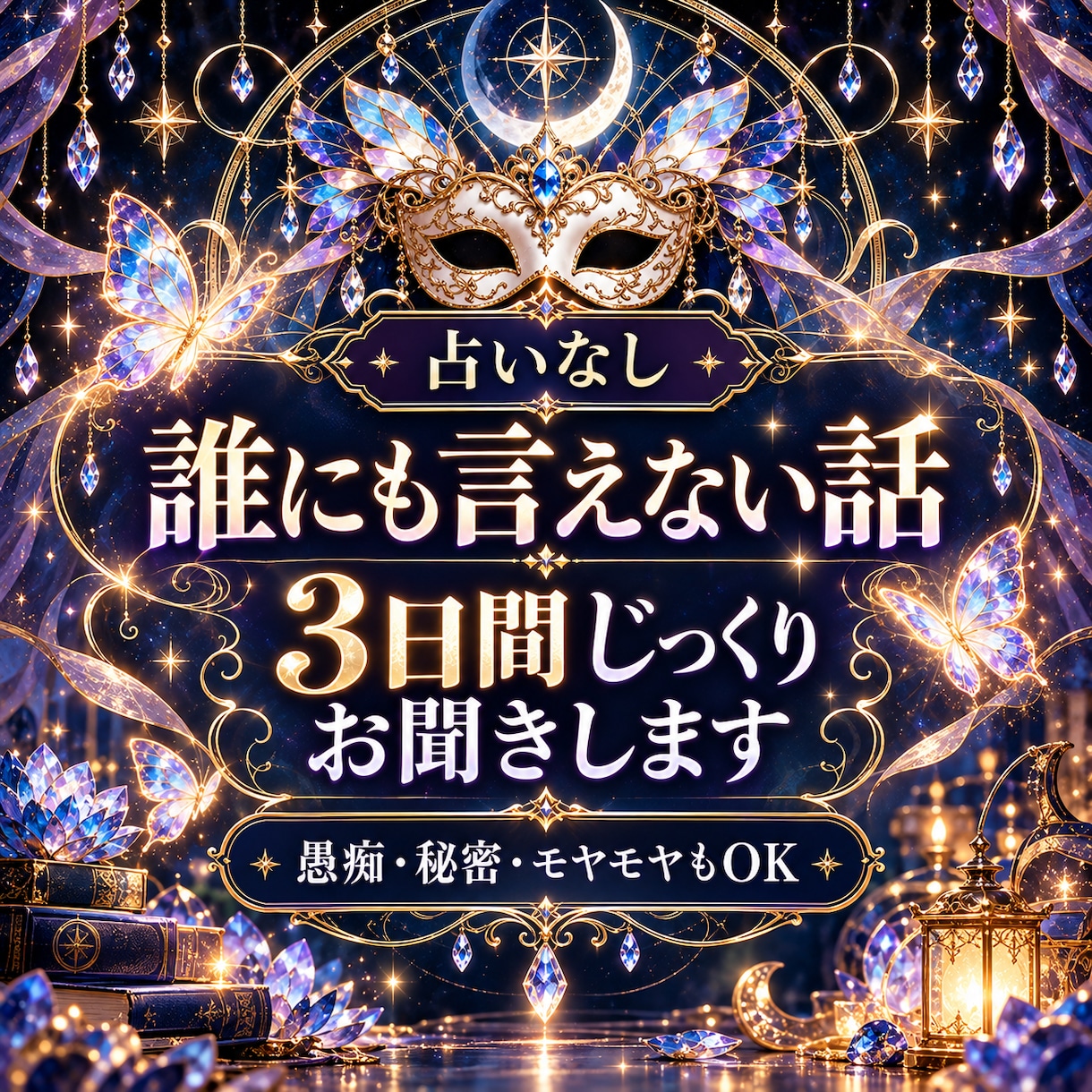 誰にも言えないお話を3日間じっくり聞きますます 占いなし・即レスなし｜愚痴も秘密も丁寧なお返事で受け止めます イメージ1