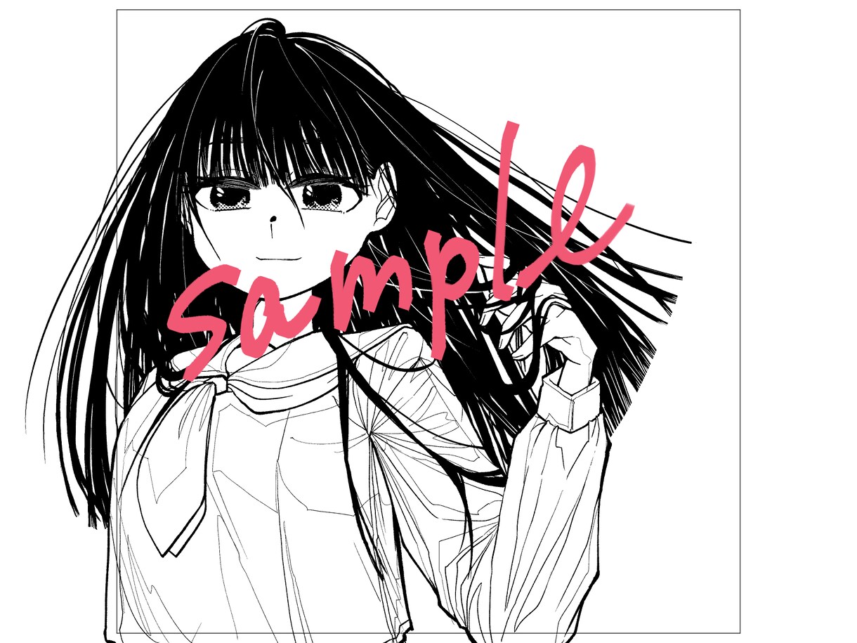 モノクロで綺麗な髪のキャラを描きます 線にはこだわりがあります！モノクロの強みを活かします イメージ1