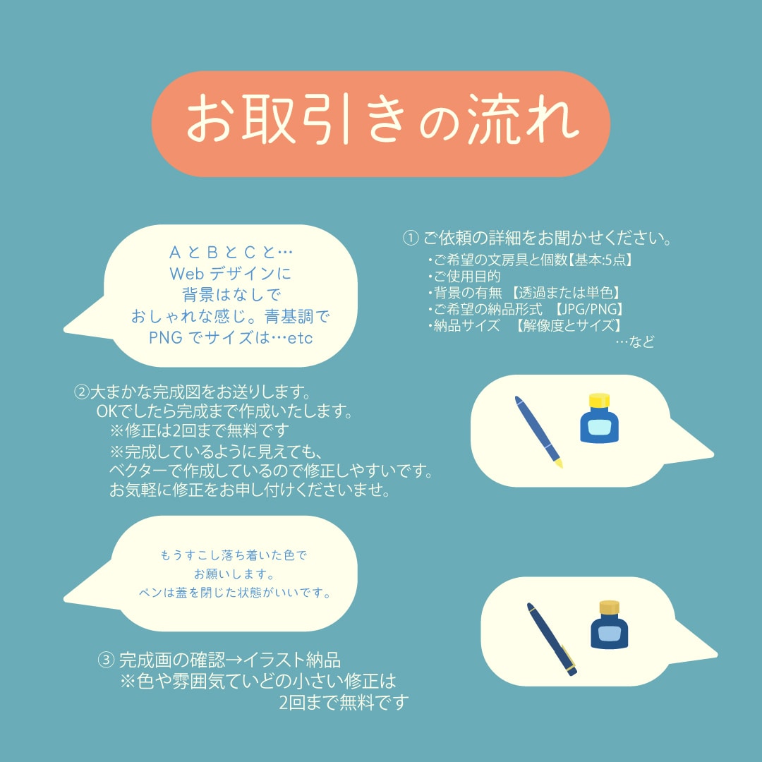 シンプルでオシャレな文房具イラスト5点描きます デザインに統一感をもたせます。 イメージ2