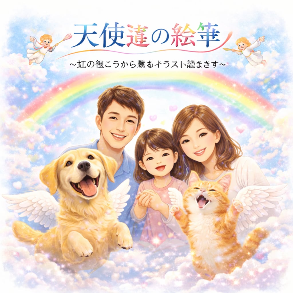 天使達の絵筆 〜虹の向こうから贈るイラスト描きます 逢えなくても感じる温もりを、あなたの心のキャンバスへ イメージ1
