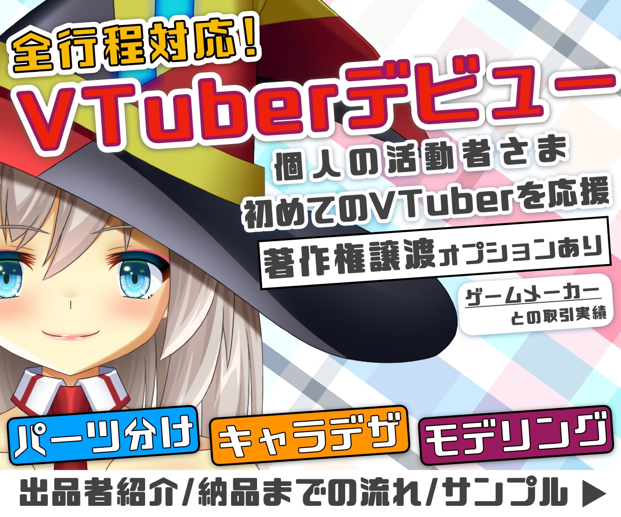 Vtuberキャラデザ～モデリング全行程制作します 初心者歓迎！　パーツ分け/モデリングのみでも相談◎ イメージ1