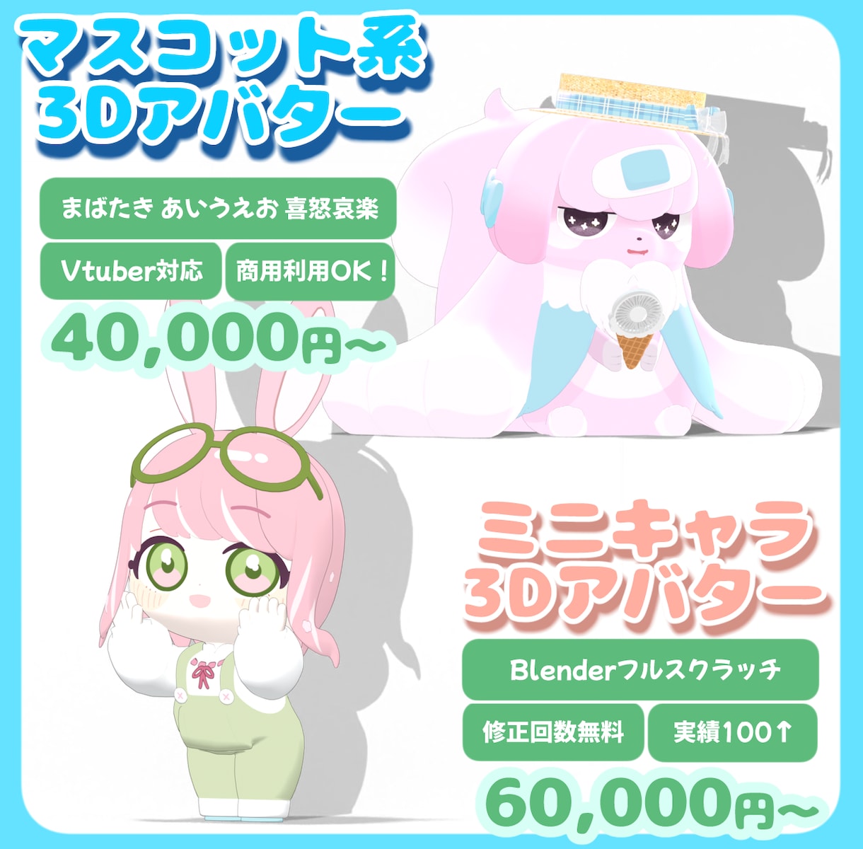 マスコット系キャラクター3Dモデリングします 動物系Vやお供に！フィギュア化も！ 修正回数無制限です！ イメージ1