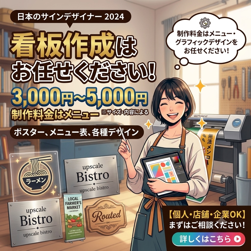 ポスターや看板作成します 目を惹く看板で、お店の印象を変える。 イメージ1