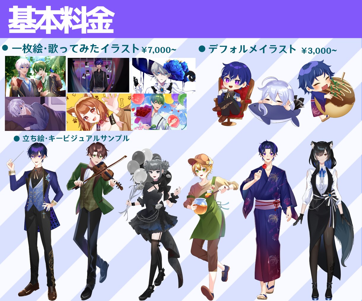 IRIAM等に使える立ち絵・キービジュアル描きます 表情差分が4つまで無料！＋2,000でサムネイルもセット！ イメージ3