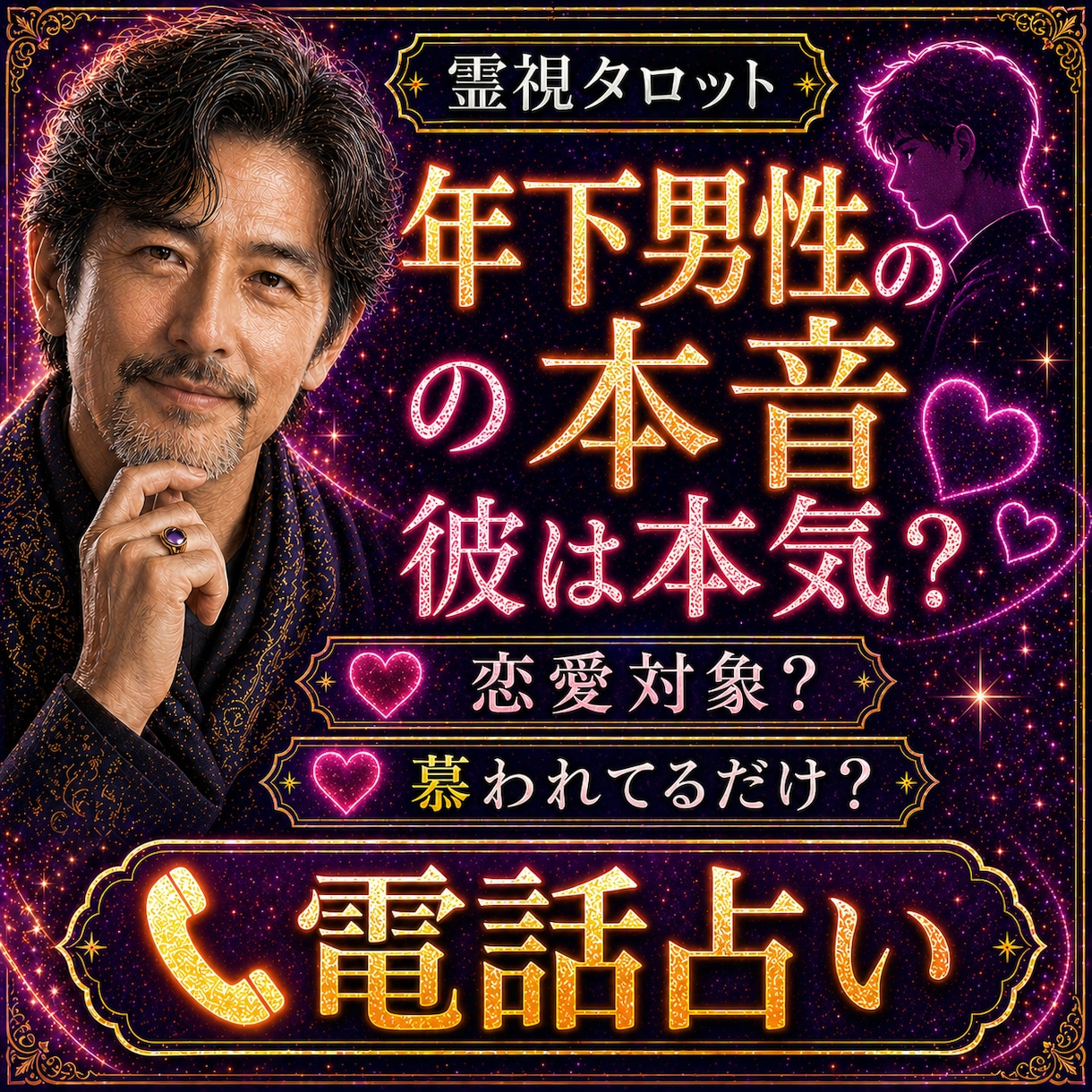 1分〜OK！年下男性の本音｜彼は本気かをみます 歳の差恋愛｜恋愛対象？慕われてるだけ？を電話で整理します イメージ1
