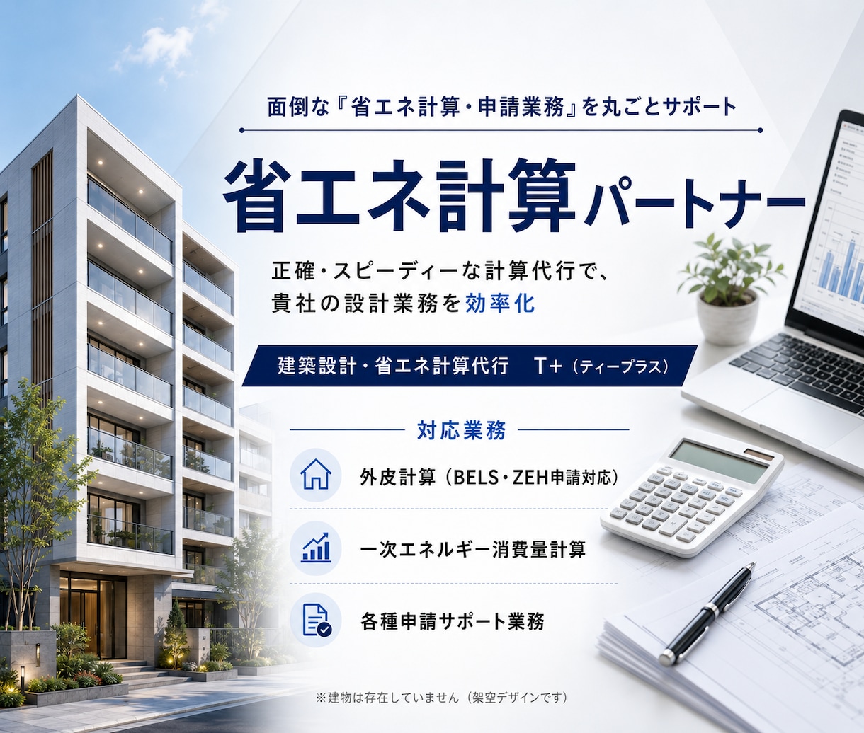 共同住宅専門◆外皮・一次エネ省エネ計算代行します 共同住宅に特化！設計意図を汲む正確な計算で適合判定クリア イメージ1