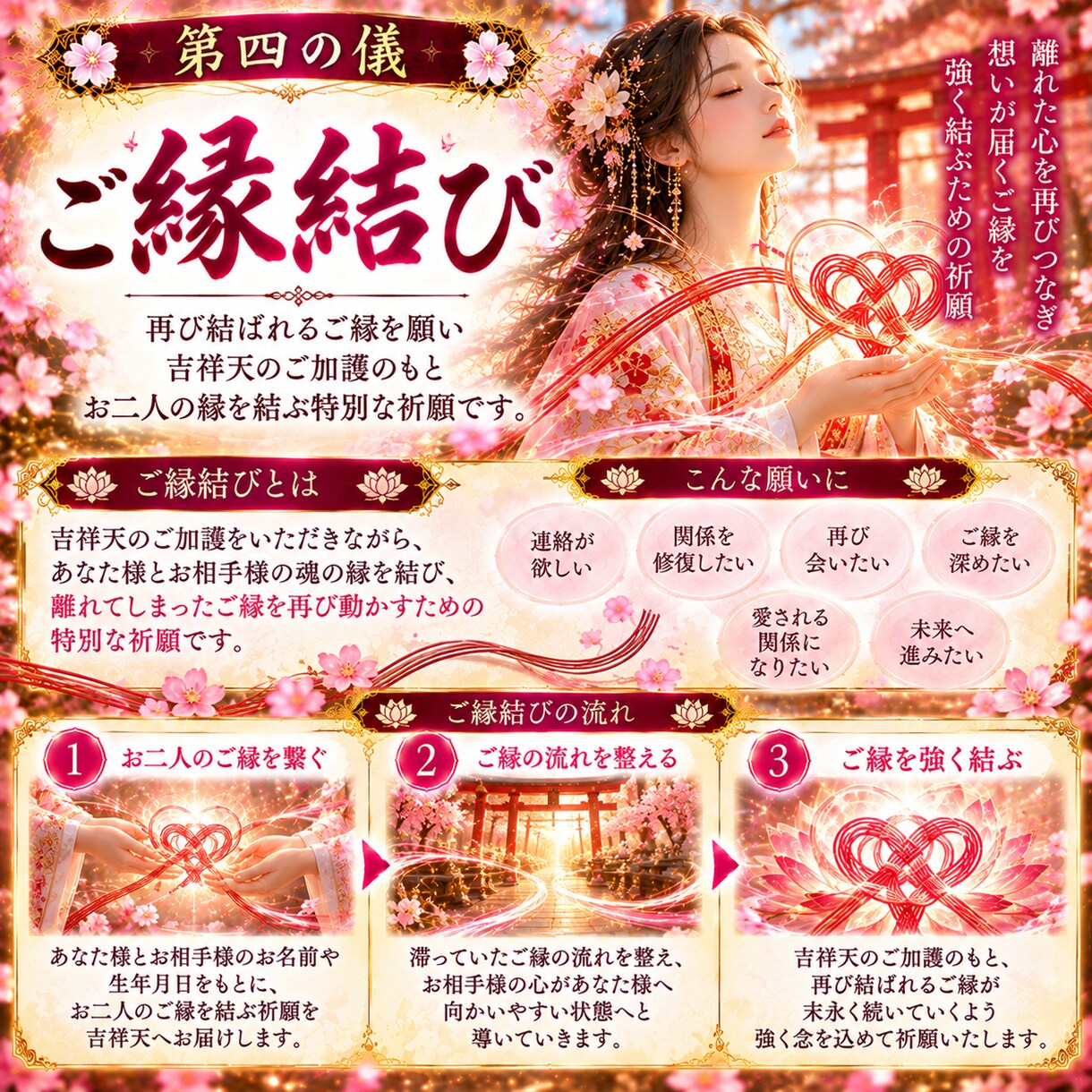 もう一度あの人と結ばれたい…祈祷師が叶えます あなただけの特別祈願を四段階に分けて心を込めて祈願いたします イメージ6