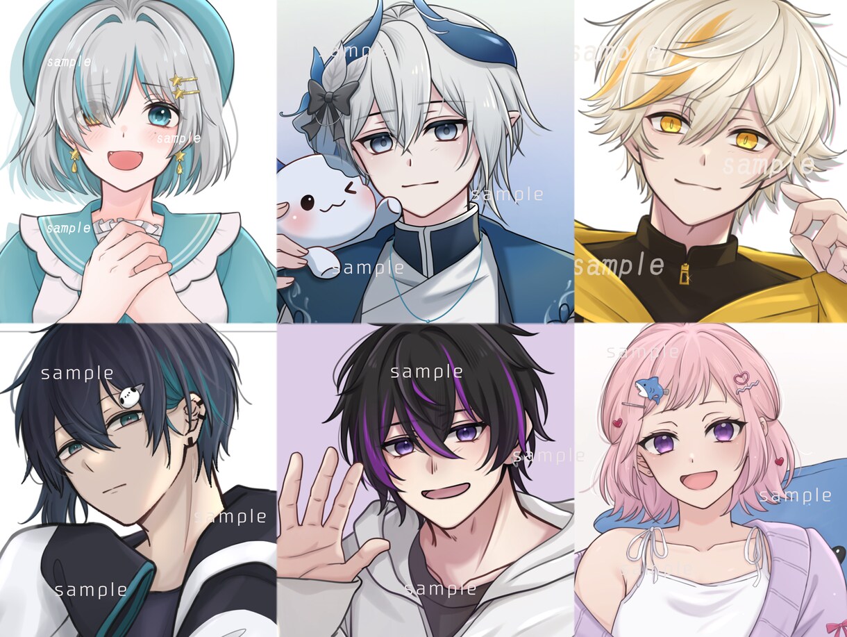 SNS用のアイコンイラストを描きます ６月中に限り、小物１つor表情差分１つ無料でお付けします♩ イメージ2