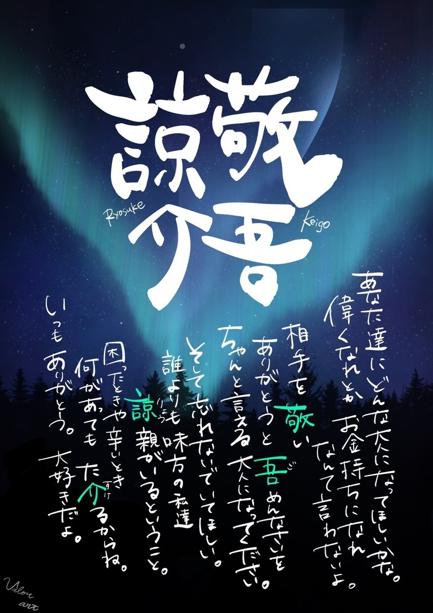 名前ポエム、イラストを作成します ご希望の背景を描きお名前を使った世界に一つのポエムを作ります イメージ6