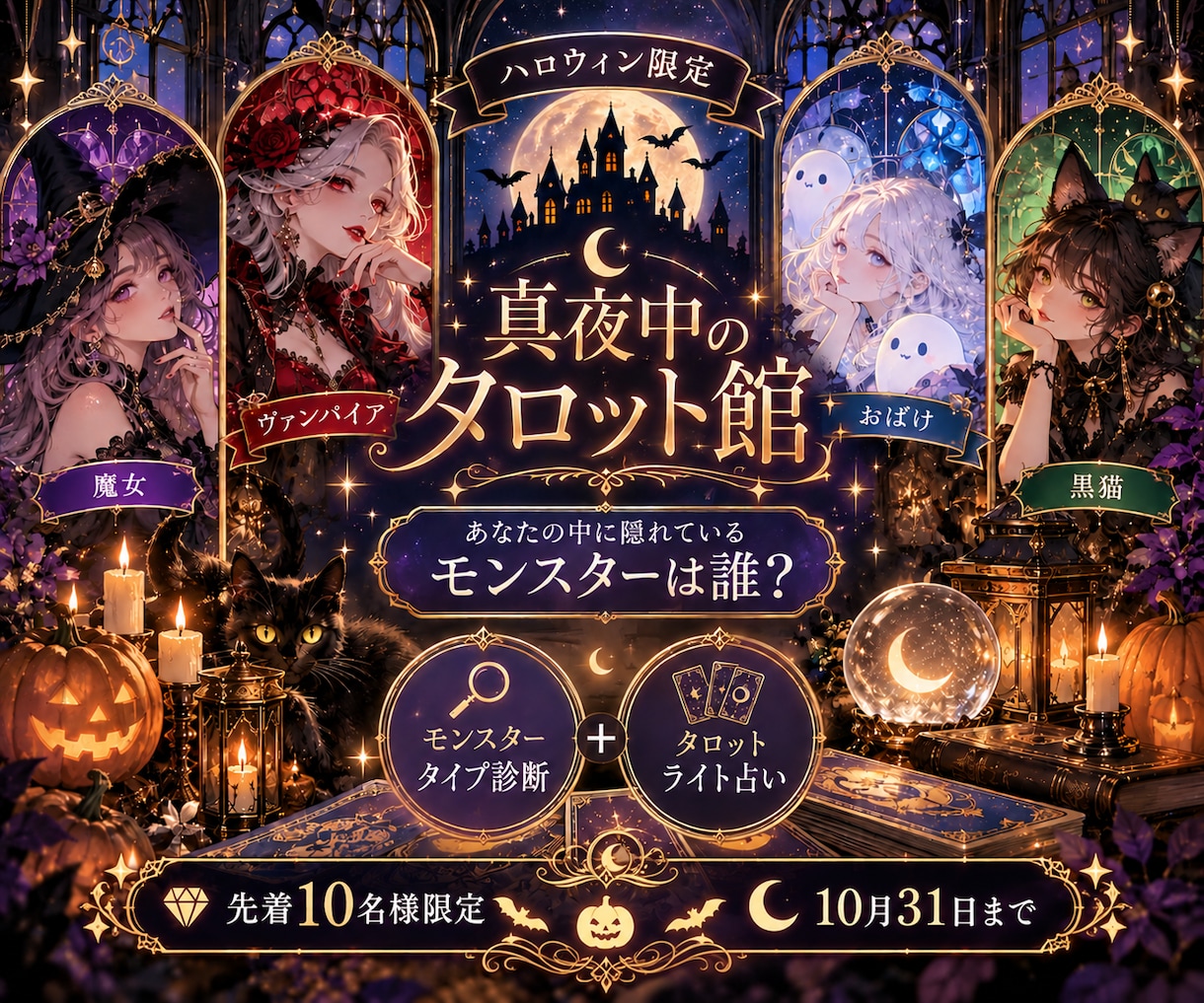 ハロウィン限定　あなたの隠れたモンスター占います 7つの質問でタイプ診断タロットであなたへのメッセージも！ イメージ1