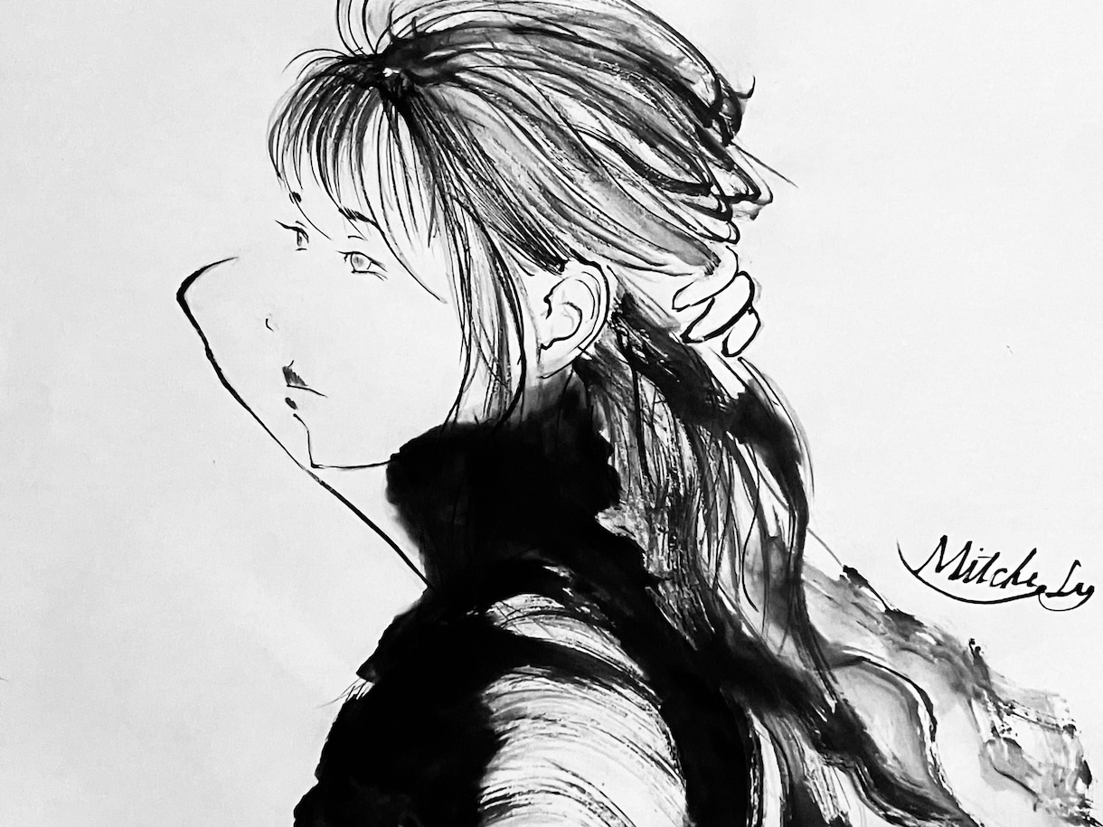 墨絵作品(原画)を制作致します 白と黒で表す墨絵を描きます。原画納品(&データ)はこちら イメージ5
