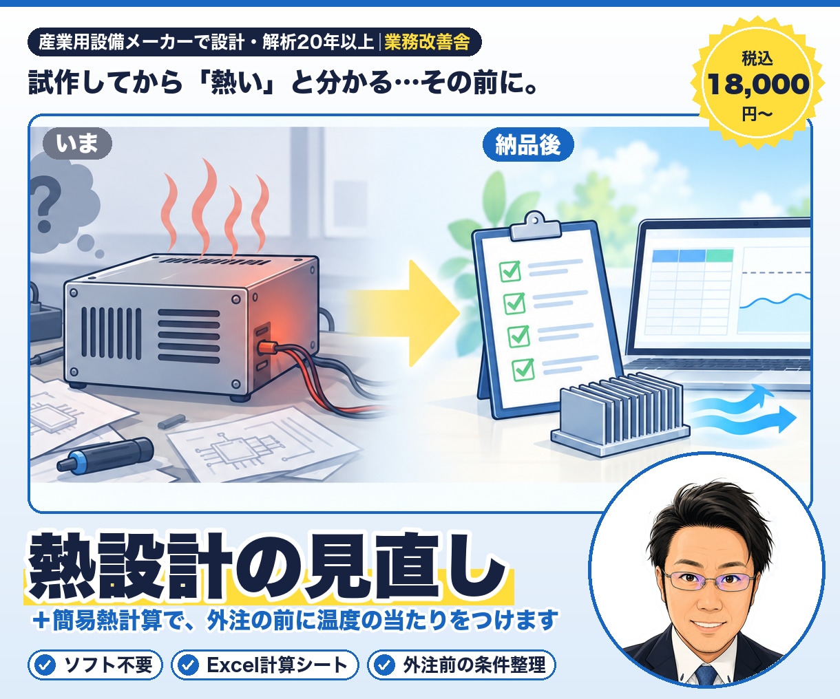 熱設計の見直しと簡易熱計算をします 解析を外注する前の条件整理・結果の読み解きも対応 イメージ1