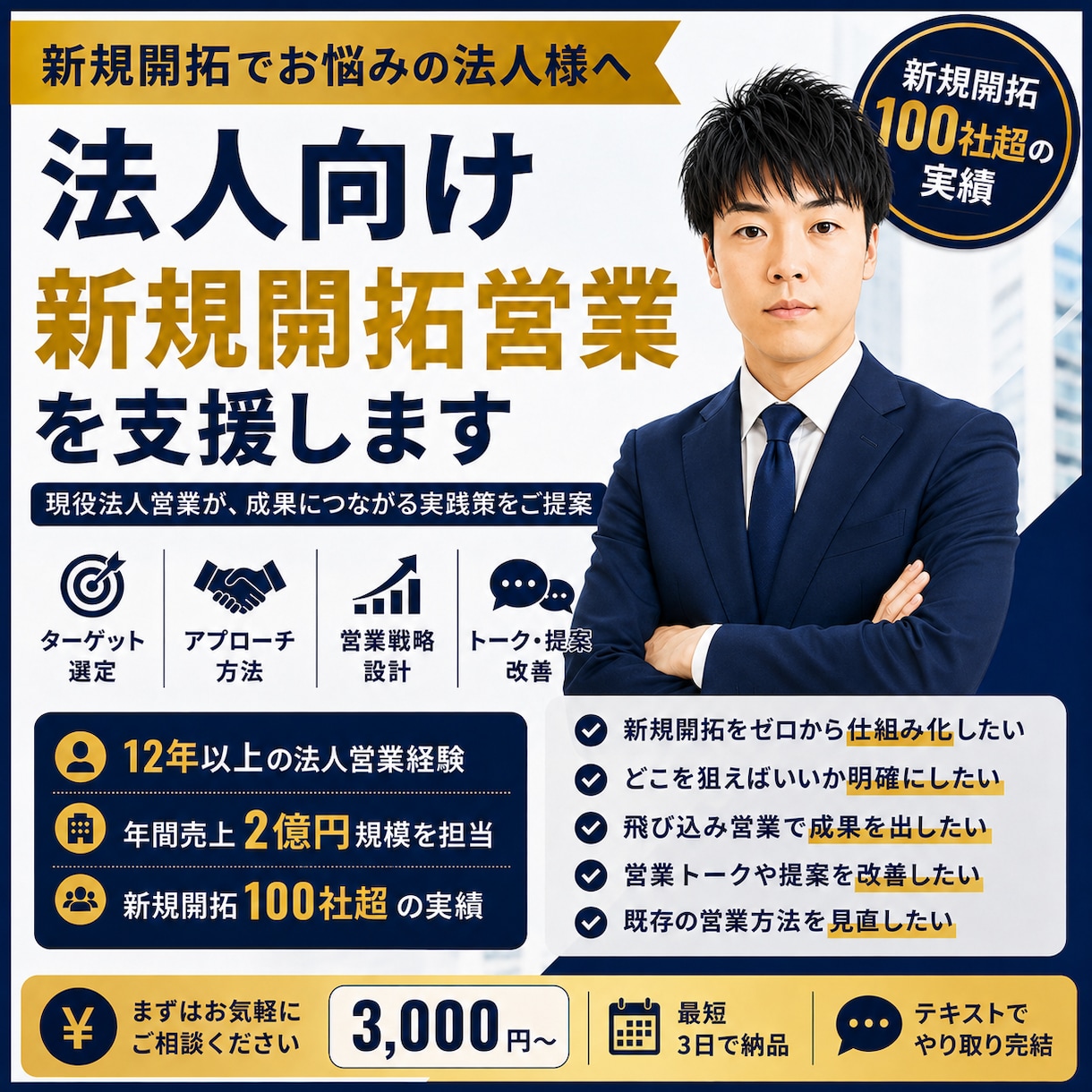 法人向け新規開拓営業を支援します 新規開拓100社超の現役法人営業が実践策を提案 イメージ1