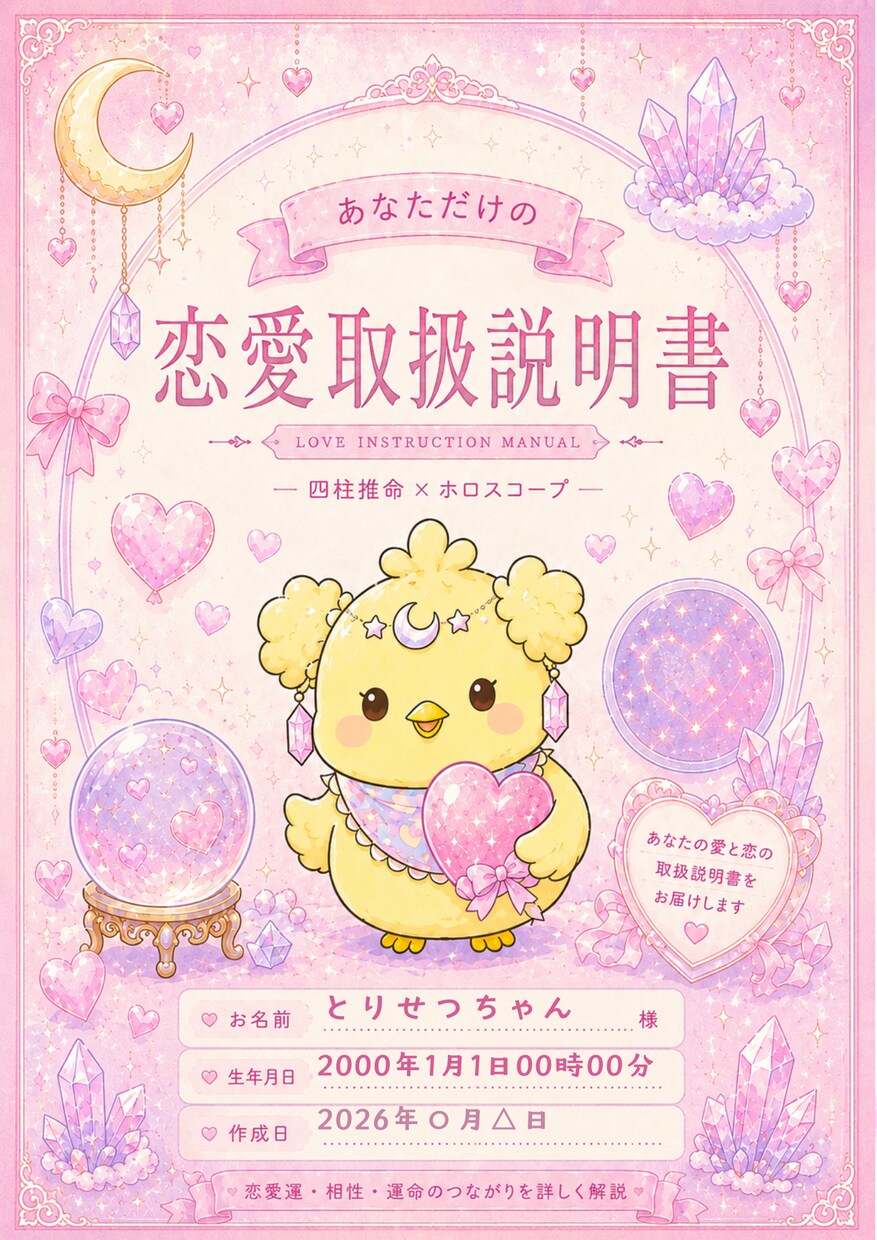 あなただけの可愛い♡ 【恋愛取扱説明書】を作ります 恋愛深掘り！あなた専用取扱説明書 【とりせつちゃん】 イメージ3