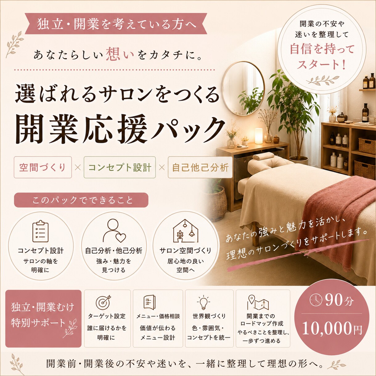 サロン開業前後のブランディング設計をお手伝いします 「なんとなく開業」ではなく「選ばれる理由」があるサロンへ イメージ1