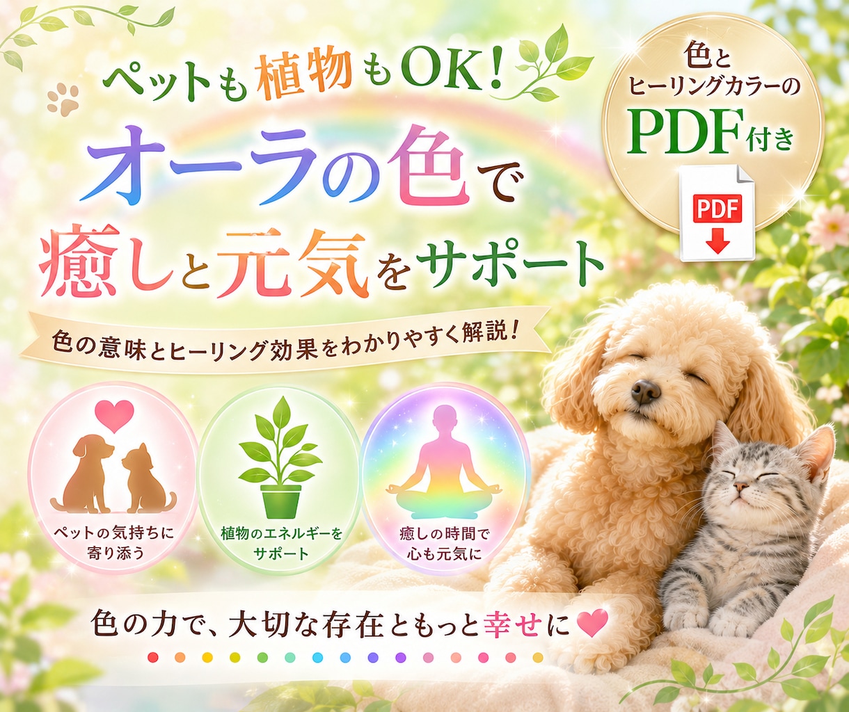 動物や植物オーライラスト＆ヒーリングカラーみます ★先着3名様特別価格★ペットの気持ち、動物や植物の個性と気質 イメージ2