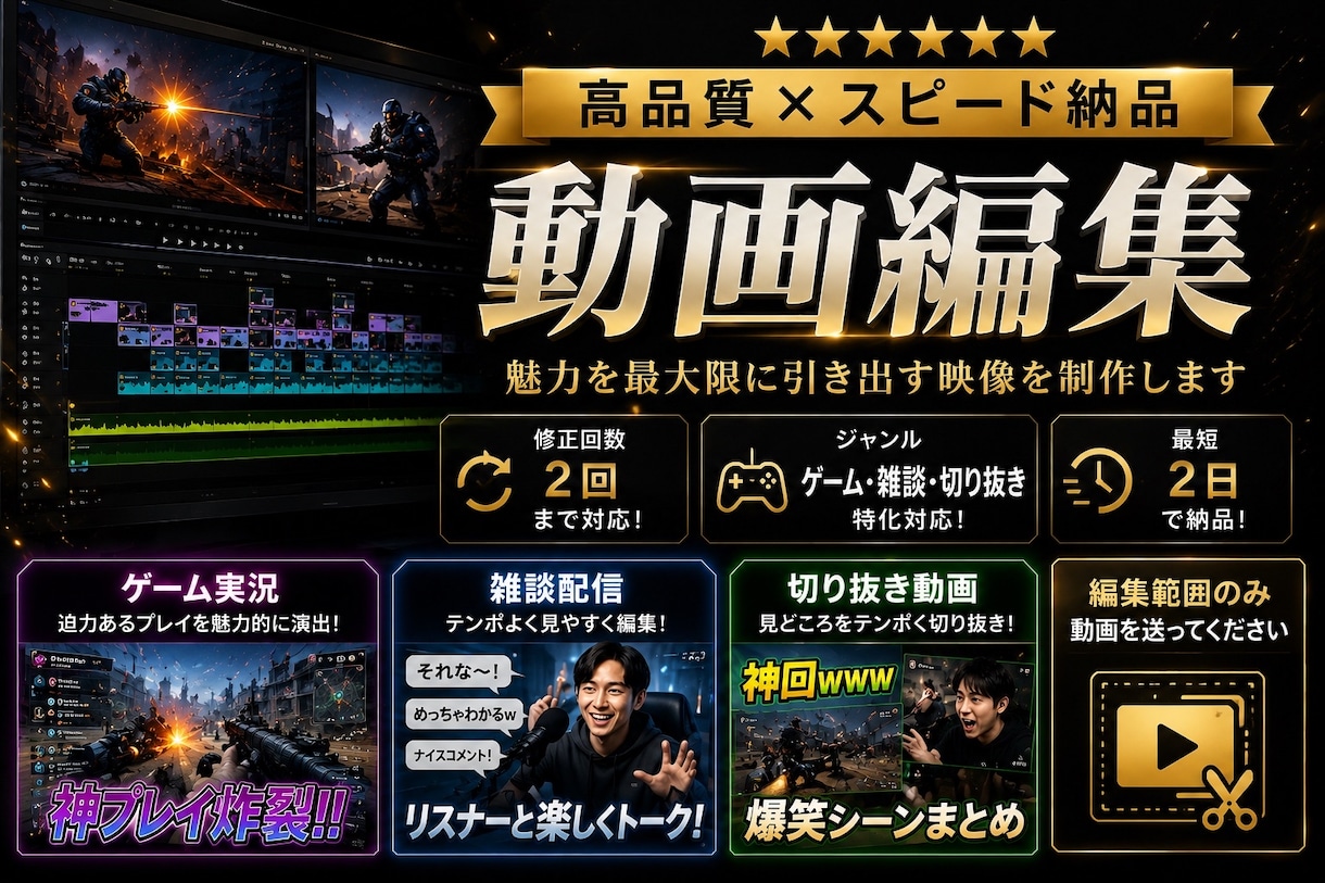 迅速かつ丁寧な仕上がりを目指して編集致します あなたの魅力を最大限に引き出す動画を提供します イメージ1