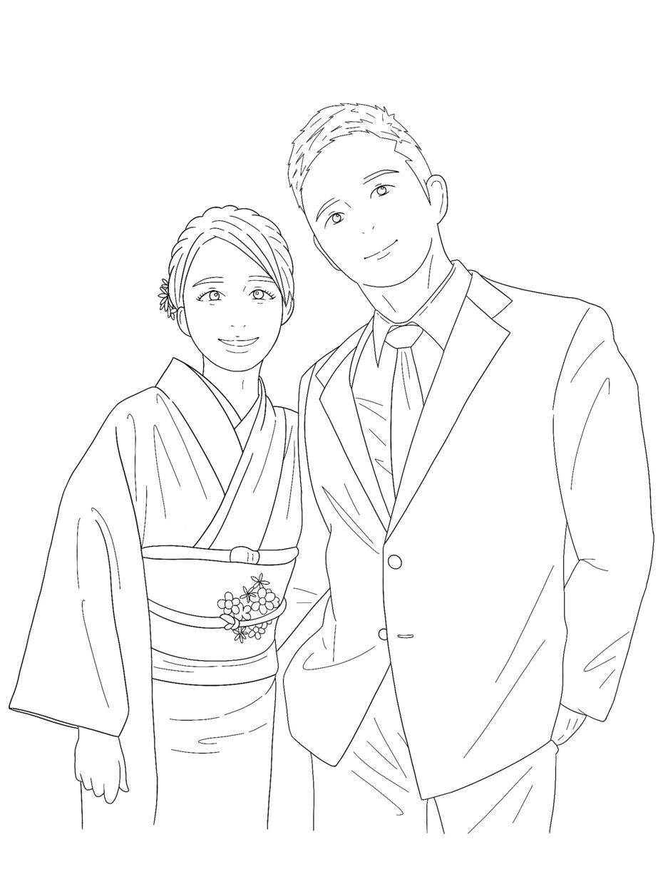 シンプルで可愛い結婚式で使えるイラスト描きます お二人の写真から似ていてもっと可愛いイラストにします！ イメージ8