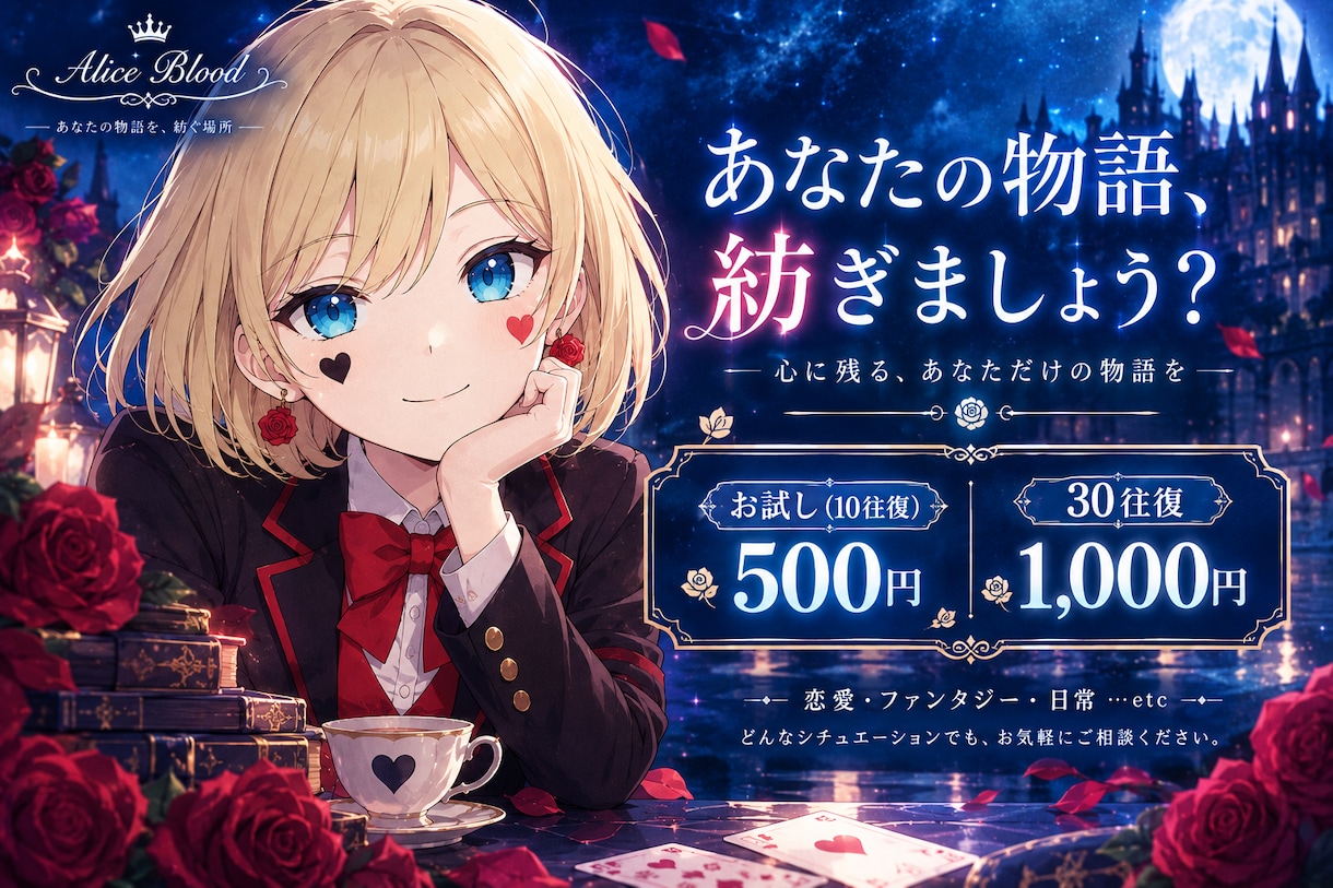 アニメ風世界観でなりきりチャットします あなたの想像する物語をキャラと一緒に紡ぎます イメージ1