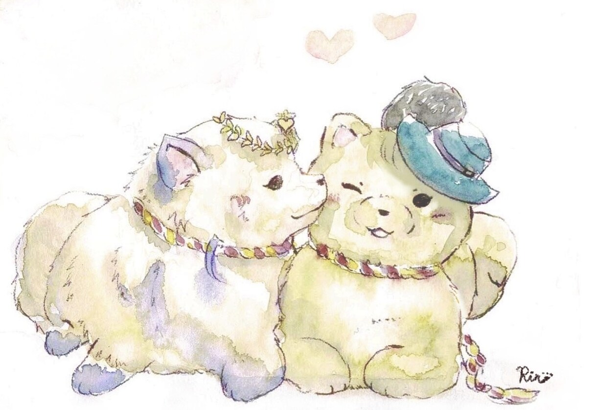 水彩画でわんちゃん、ねこちゃん等イラストをかきます プレゼントやお家での鑑賞、スマホの待ち受けなどにも対応します イメージ5