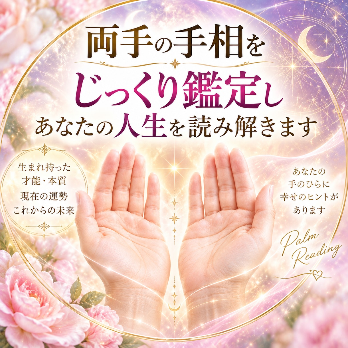 両手の手相をじっくり鑑定しあなたの人生を読みます 生まれもった才能と現在の運勢これからの人生の流れを詳しく鑑定 イメージ1