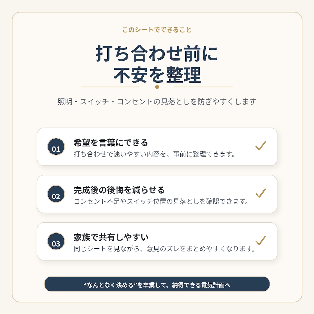 照明コンセント計画のセルフチェックシート販売します 打ち合わせ前に迷いを減らす、電気図面のチェック用PDFシート イメージ2