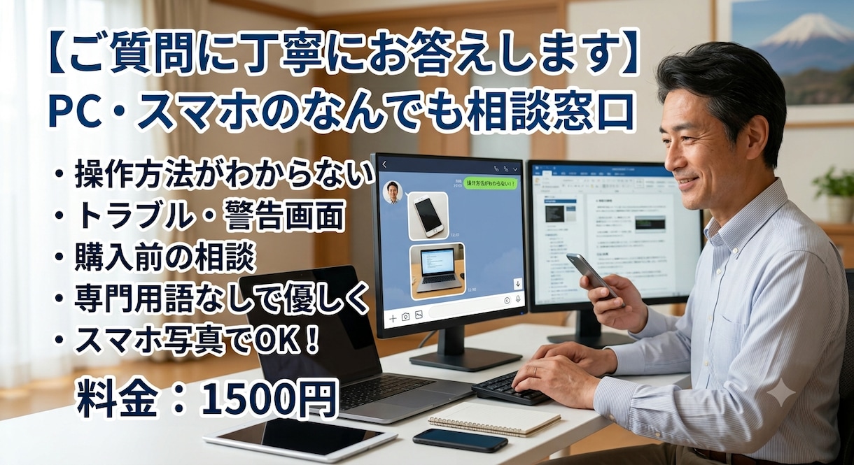 PC・スマホのどんな小さな疑問も相談うけます 検索しても分からない。小さな疑問。解決するまでお手伝い イメージ1