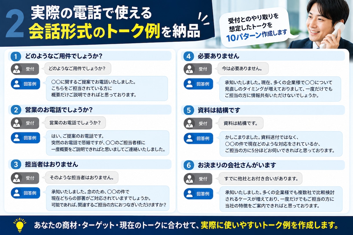 新規テレアポ・受付突破ワード教えます ガチャ切り・遠慮・機会があればを即回避 イメージ2