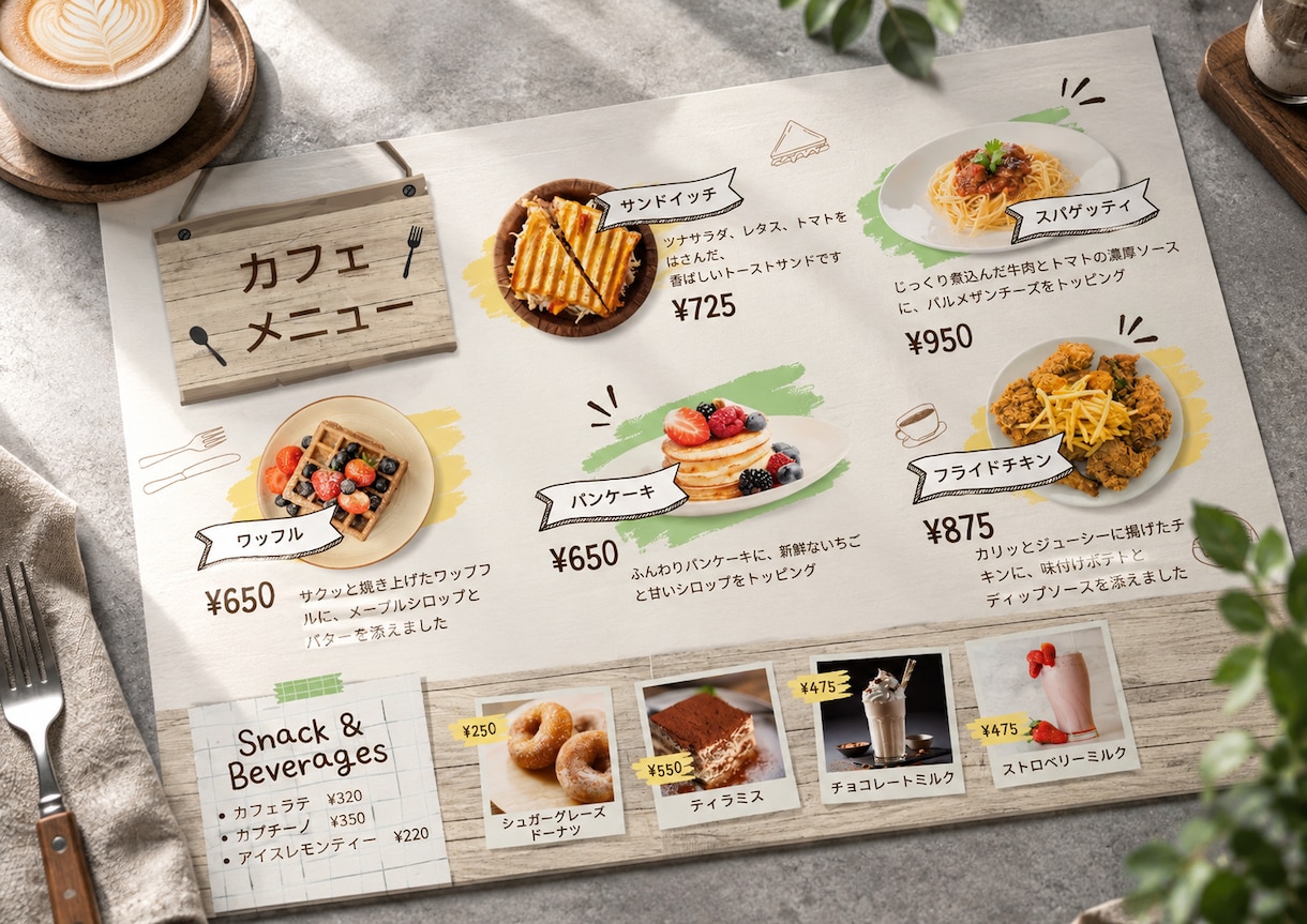 飲食店向けメニュー表をおしゃれに制作しますます 写真とメニュー情報を送るだけで、見やすく仕上げます イメージ2