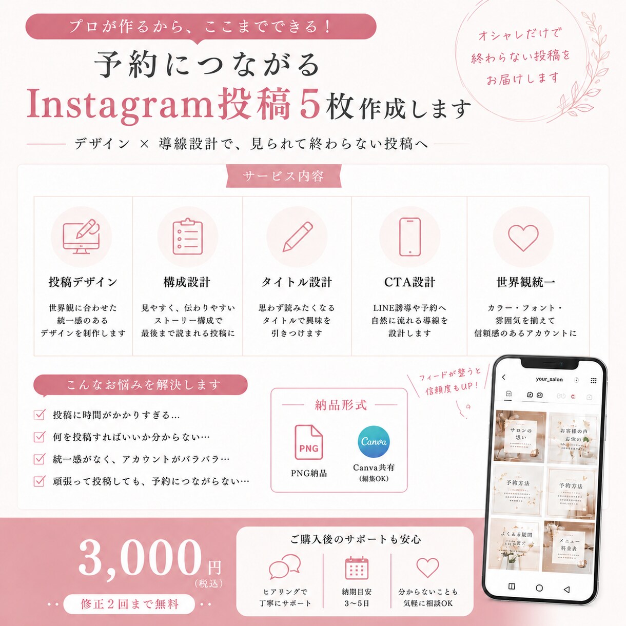 インスタグラム投稿5枚作成します “見られて終わらない投稿”を作ります イメージ3