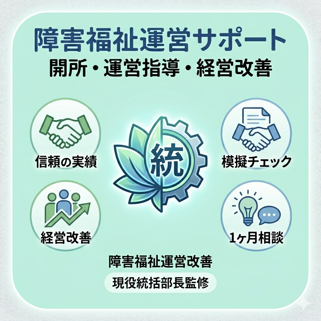 返還ゼロ！現役統括の障害福祉・運営指導対策します 実績】売上1.8億/5事業所統括/運営指導7回すべて返還なし イメージ1