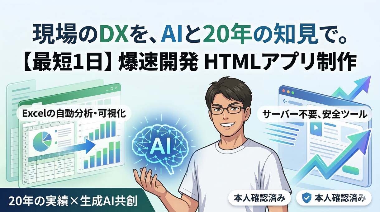 実績作り価格⇒データ分析HTMLアプリ制作します 20年の知見×AIで爆速開発！面倒な集計を「1分」に変える イメージ1