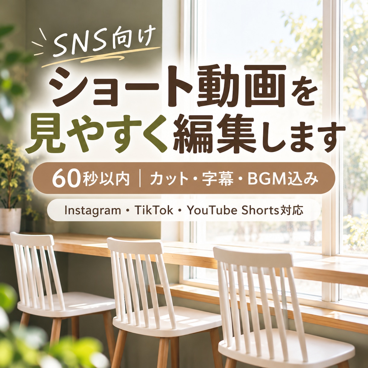 SNS向けショート動画を見やすく編集します 60秒以内｜カット・字幕・BGM込み イメージ1