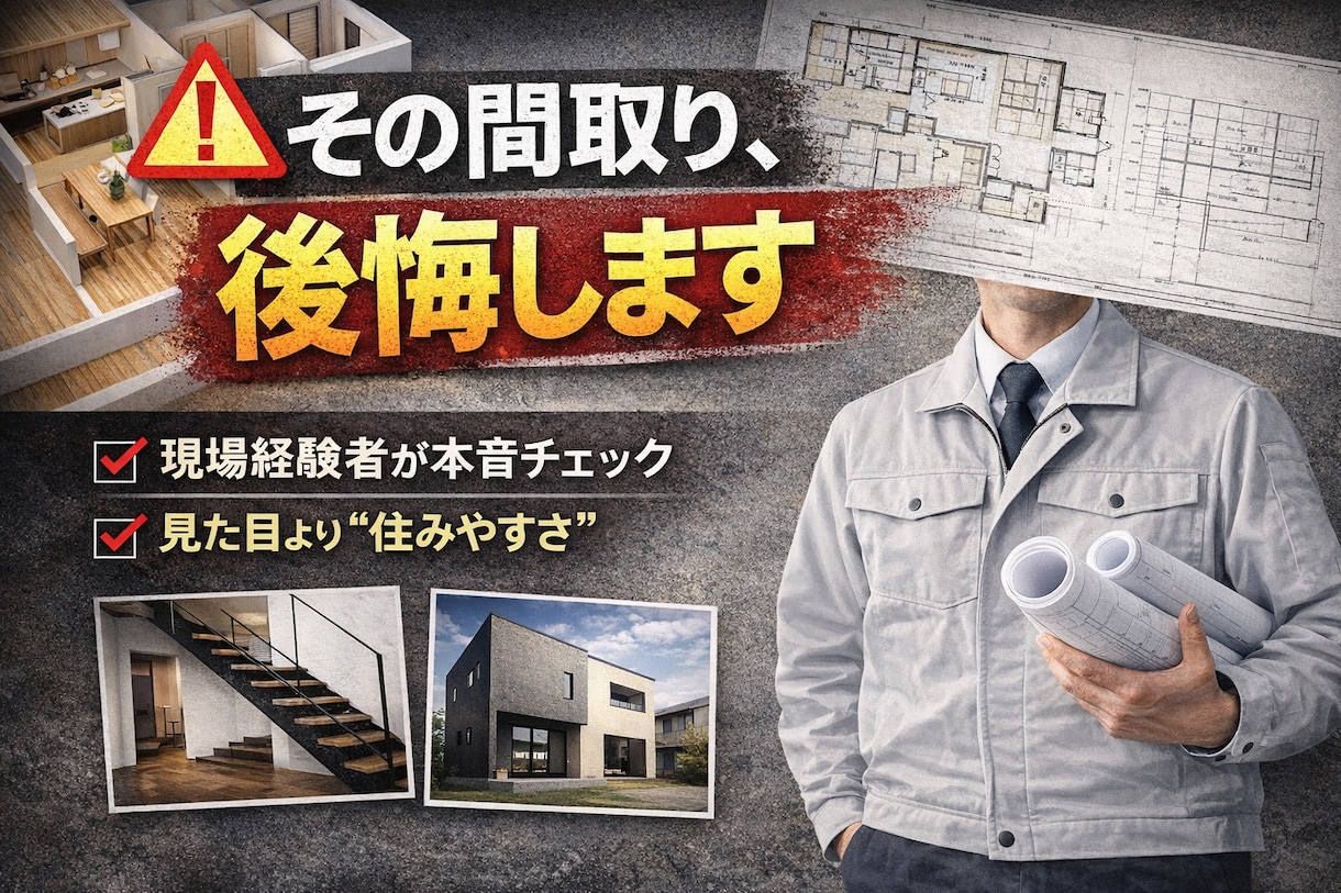 間取りのセカンドオピニオンをします 現場視点で、見た目だけじゃなく、住みやすさで家を考えます イメージ2