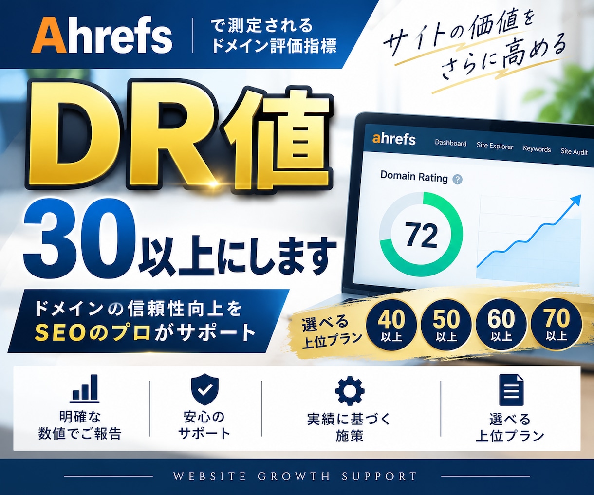 AhrefsのDR値30以上にします 検索順位ではなくDR値の改善保証です イメージ1
