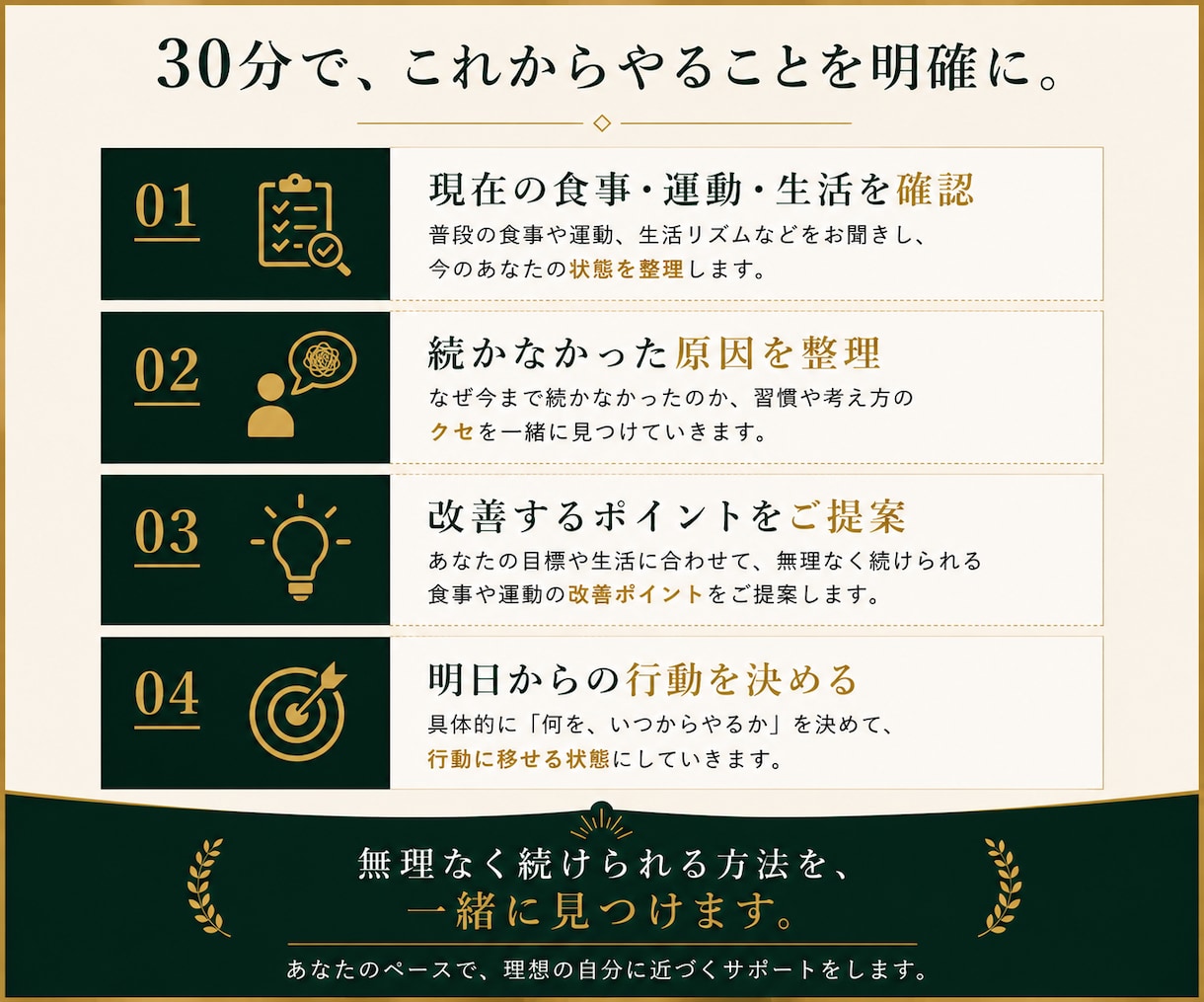 ダイエットが続かない理由を整理します 現役トレーナーが無理なく続く方法を一緒に見つけます イメージ3