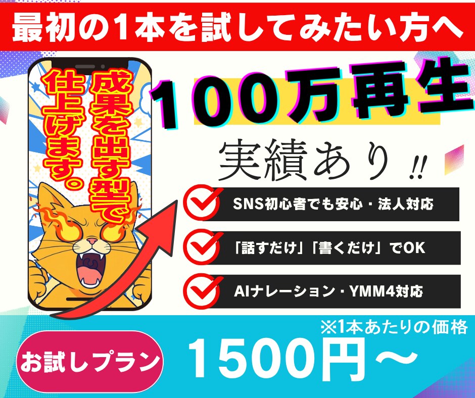 成果が出る型で作る！伝わるショート動画を作成します 簡単・迅速・高品質のショート動画制作をまずはお試しで。 イメージ1