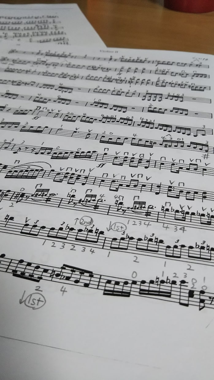 ヴァイオリンの楽譜に指使い書き込みます アマオケやグループレッスンでの演奏をサポート！ イメージ2